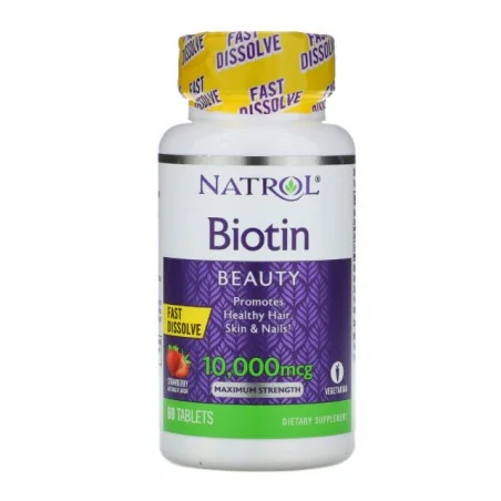 Natrol Biotine Plus Extra Fort 10 000 mcg, 60 comprimés Fraise