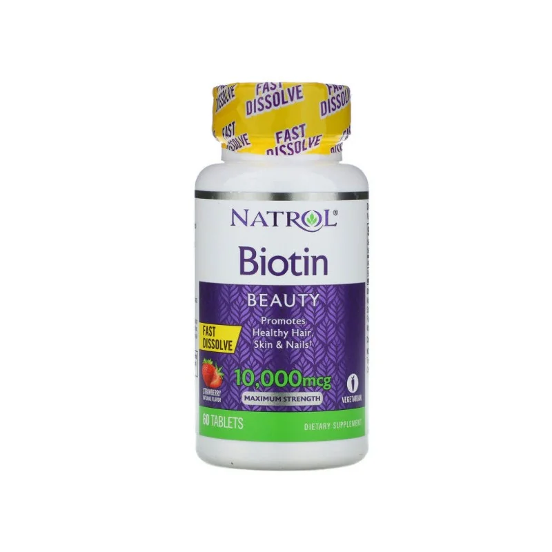 Natrol Biotine Plus Extra Fort 10 000 mcg, 60 comprimés Fraise