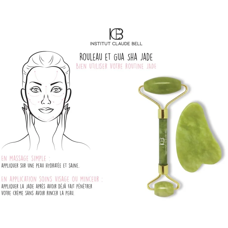 Rouleau jade Gua Sha & rouleau rafraîchissant stimulant - Visage