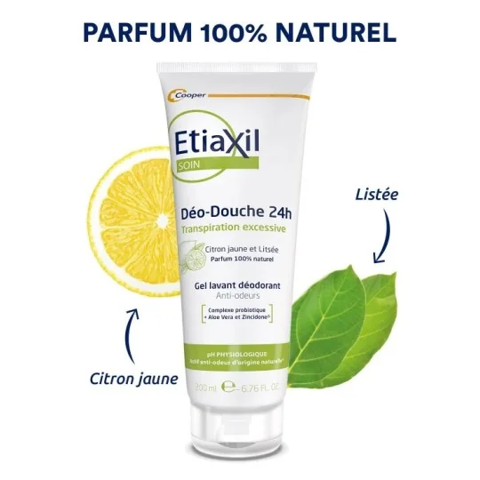 Etiaxil Déo-Douche 24H Gel Lavant Déodorant Citron Jaune et Litsée 200 ml