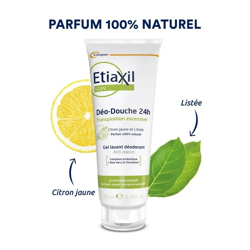 Etiaxil Déo-Douche 24H Gel Lavant Déodorant Citron Jaune et Litsée 200 ml