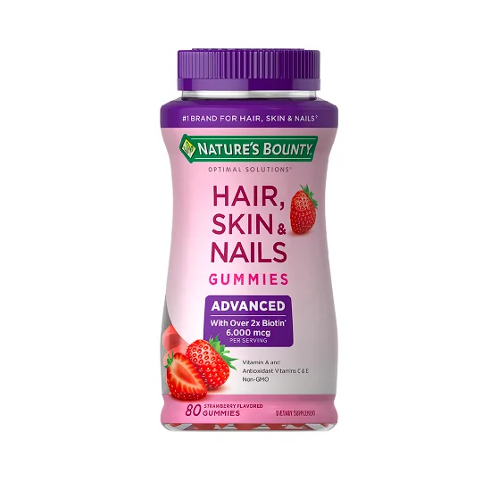 Nature's Bounty Advanced Hair Skin & Nails Mixed Fruit Flavors 6,000 mcg 80 gommes