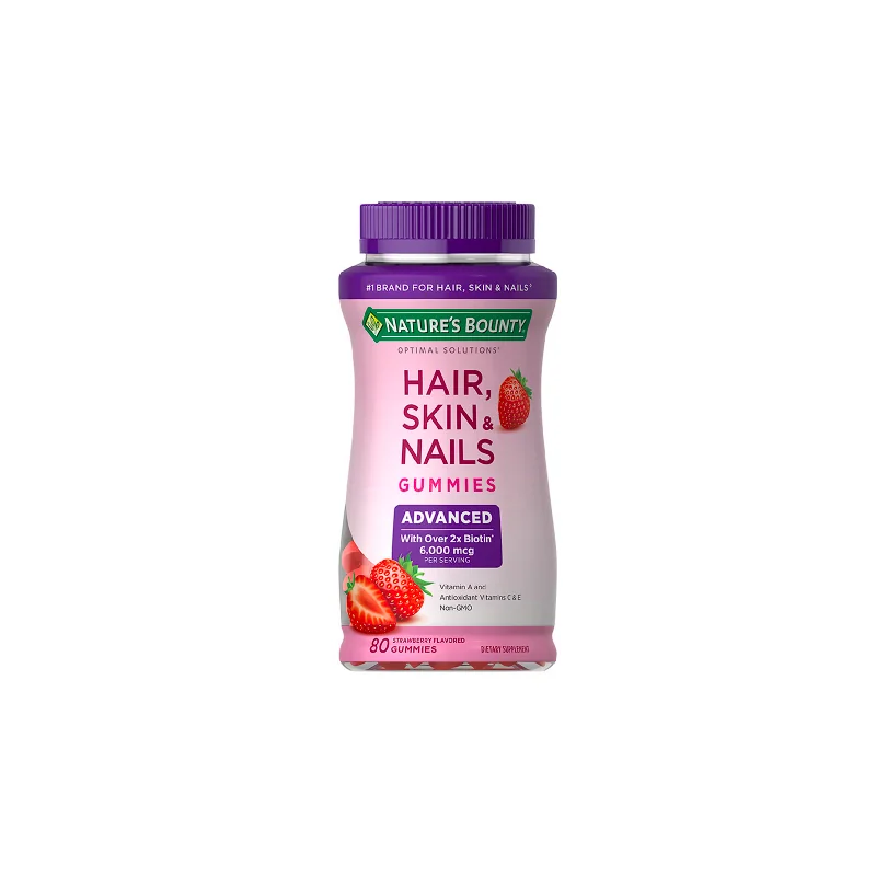 Nature's Bounty Advanced Hair Skin & Nails Mixed Fruit Flavors 6,000 mcg 80 gommes