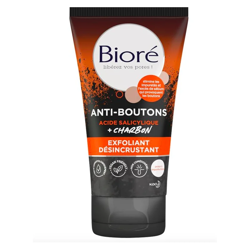 BIORÉ Exfoliant désincrustant anti-boutons au charbon + acide salicylique