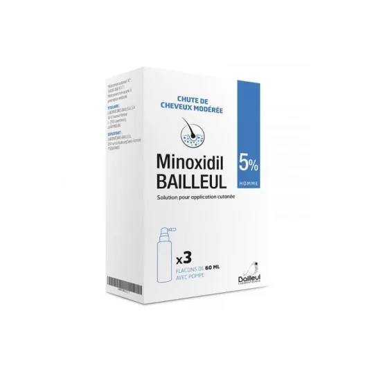 Bailleul Minoxidil 5% solution pour application cutanée - 3x60ml