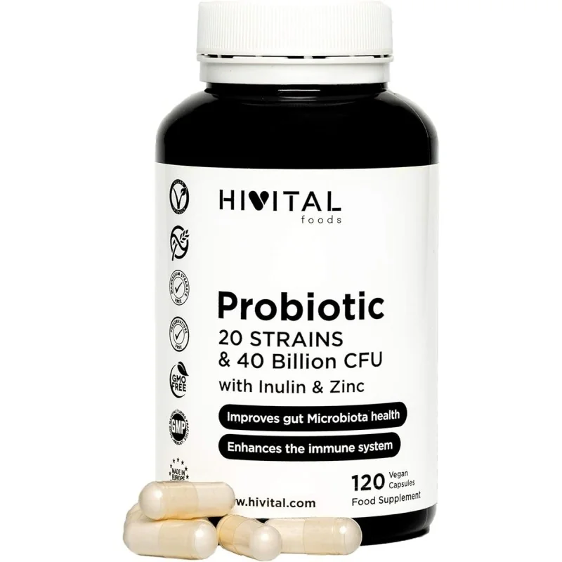 Hivital Foods Probiotique 20 SOUCHES 40 MILLIARDS UFC. 120 gélules