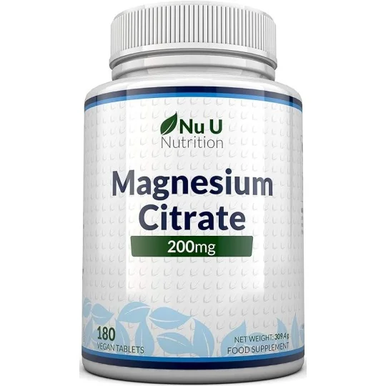 Nu U Nutrition Magnesium Citrate 200 mg Cure de 6 Mois