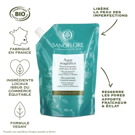 SANOFLORE MAGNIFICA - Eco-Recharge Eau de Soin Botanique Anti-Imperfections Bio 400ml